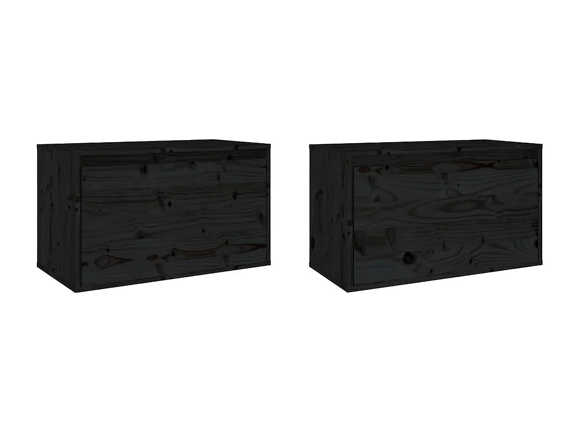Armários de parede 2 pcs 60x30x35 cm pinho maciço preto