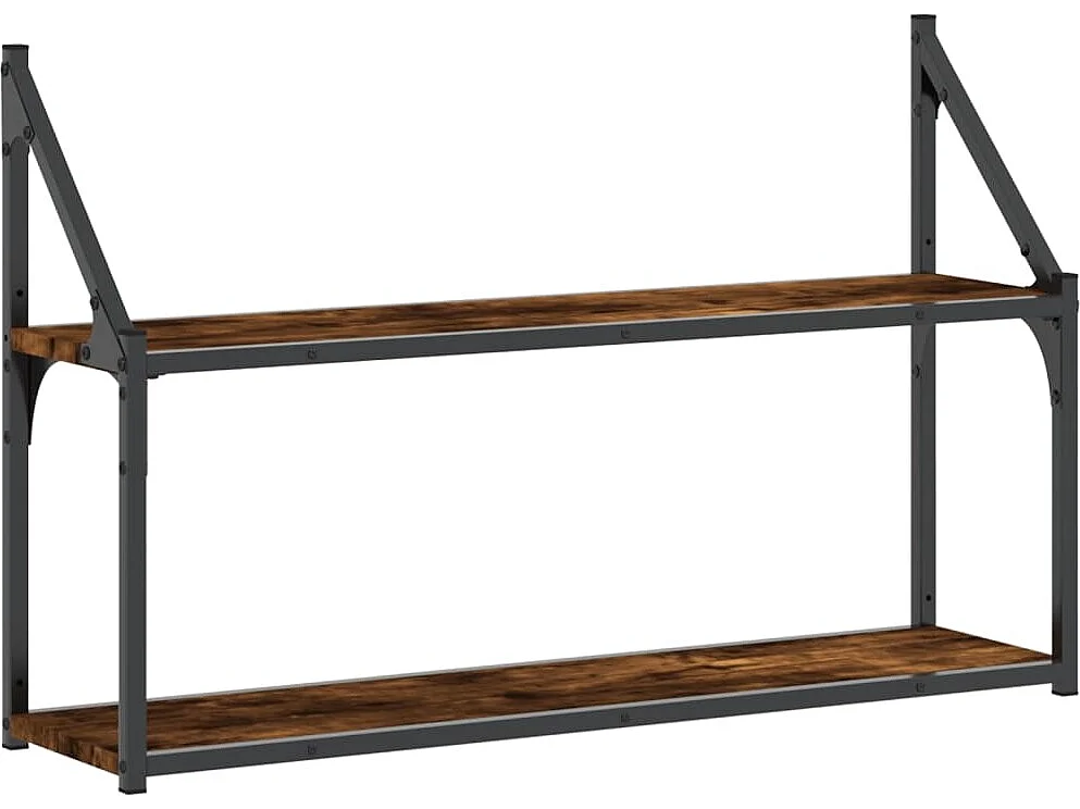 Étagère murale 2 niveaux chêne fumé 80x21x51 cm bois ingénierie