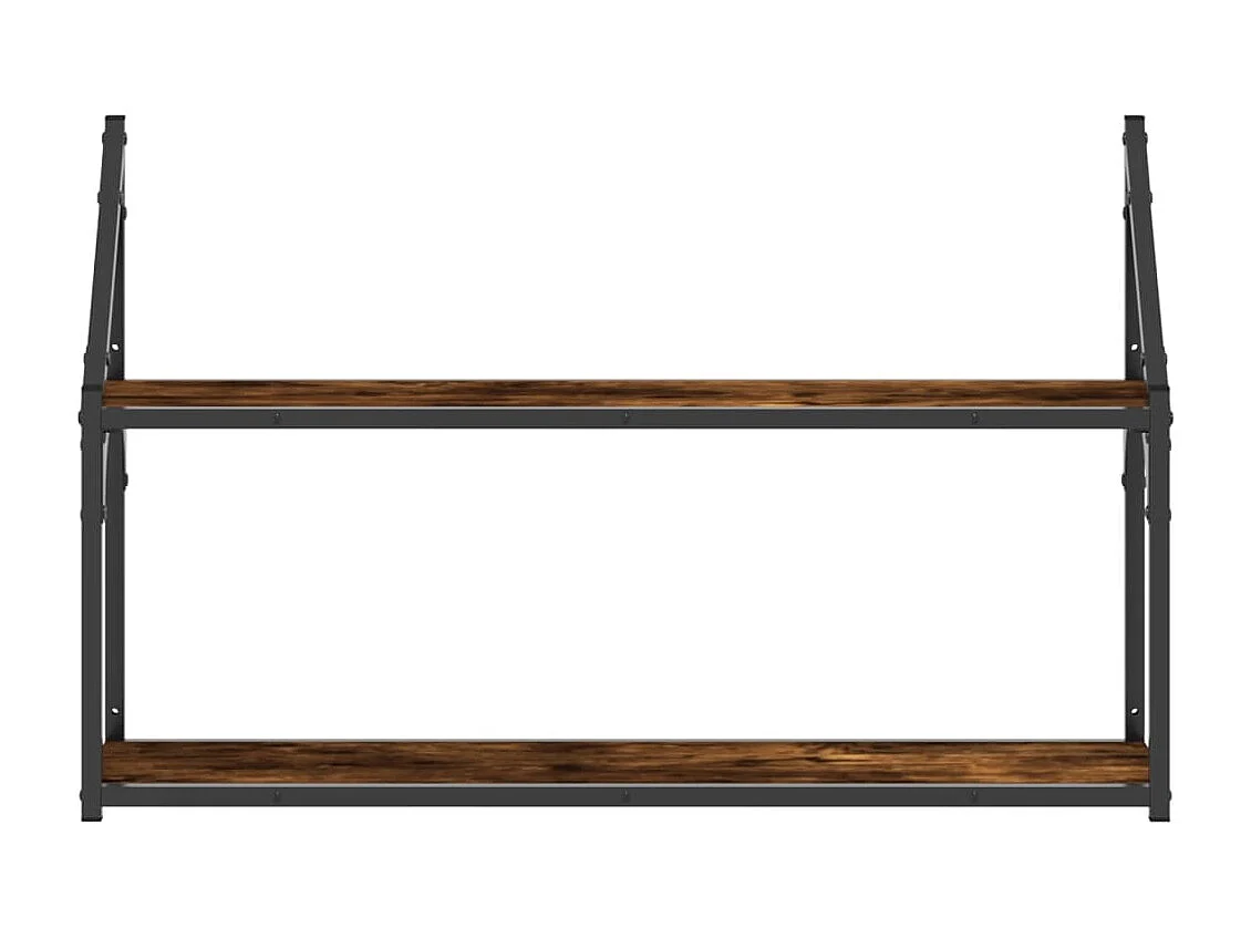 Étagère murale 2 niveaux chêne fumé 80x21x51 cm bois ingénierie