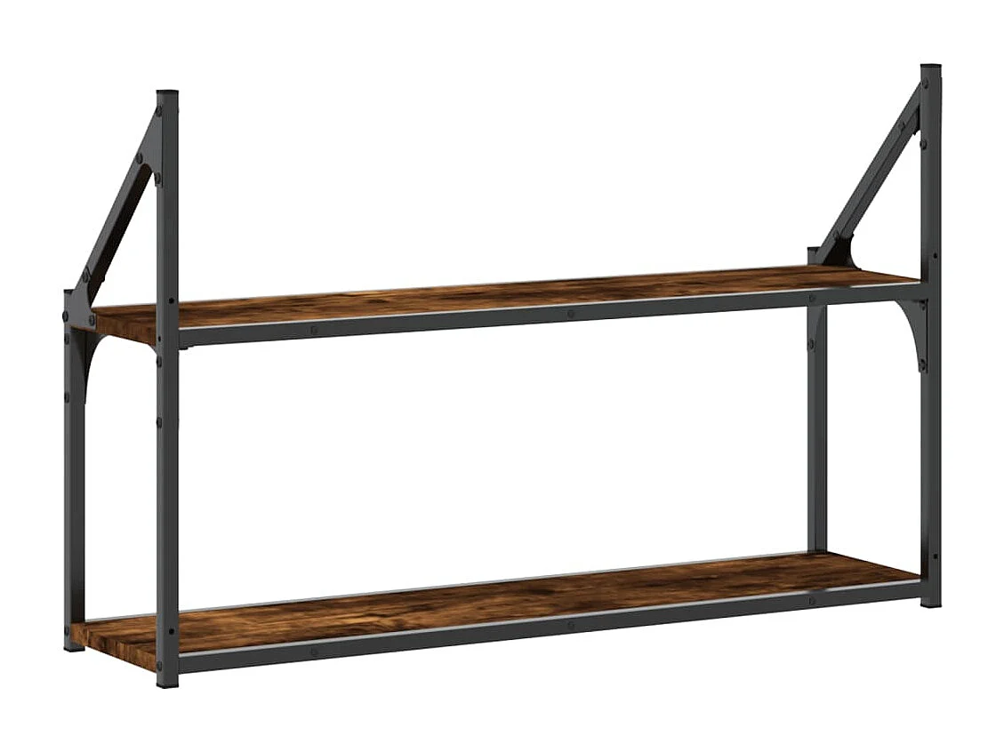 Étagère murale 2 niveaux chêne fumé 80x21x51 cm bois ingénierie