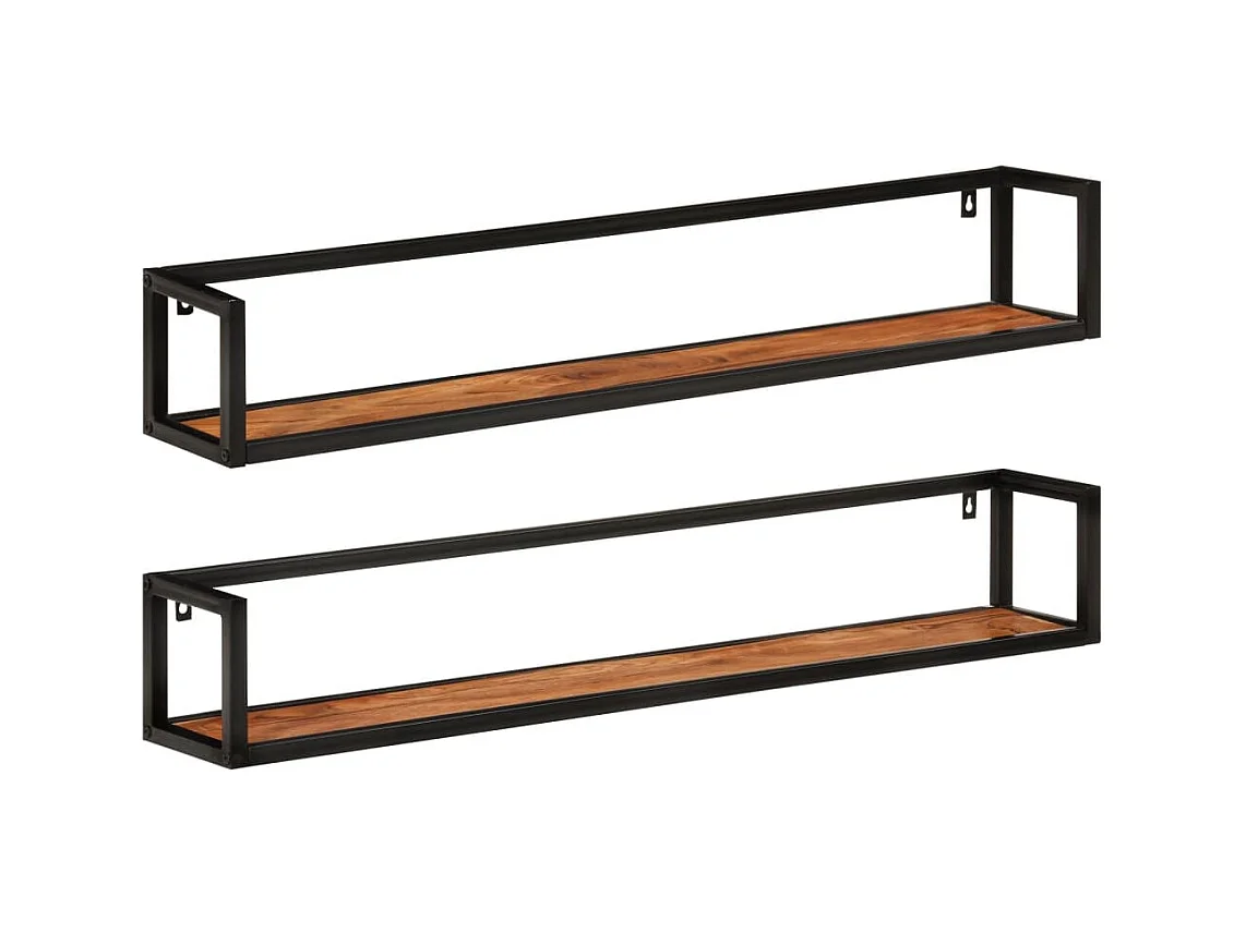 Étagères murales 2 pcs 110x17x17 cm bois massif d'acacia et fer