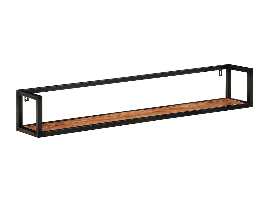 Wandschappen 2 st 110x17x17 cm massief acaciahout en ijzer