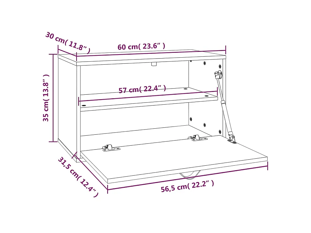 Wandschrank Honigbraun 60x30x35 cm Massivholz Kiefer