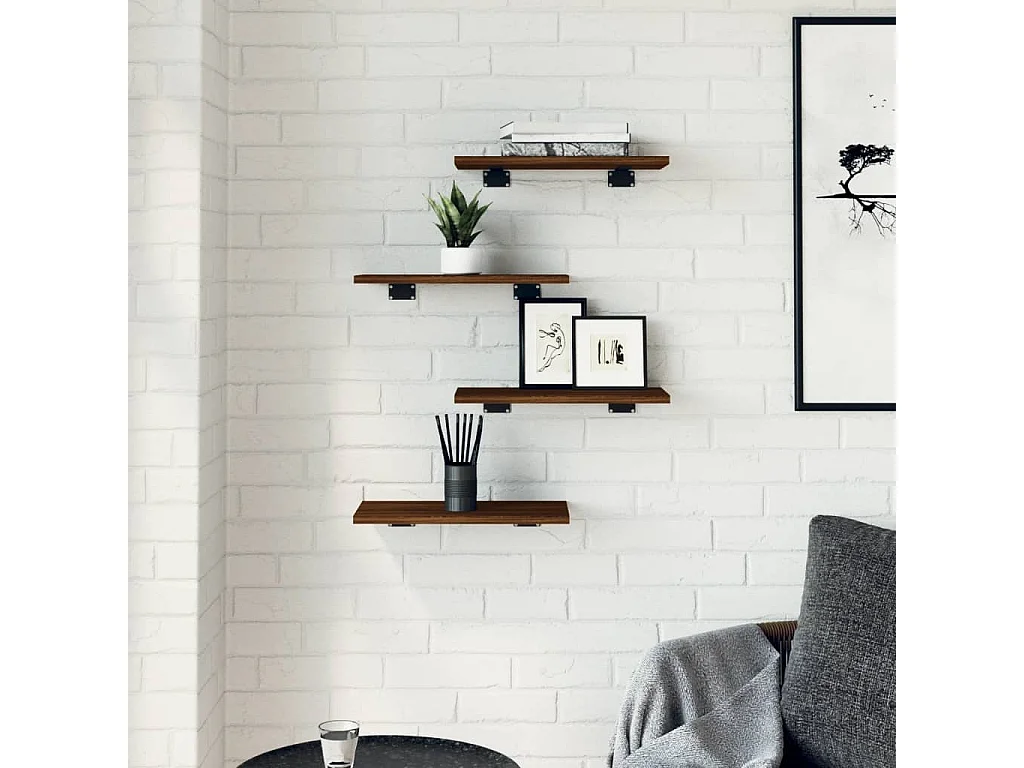 Étagères murales 4 pcs chêne marron 40x20x1,5cm bois ingénierie
