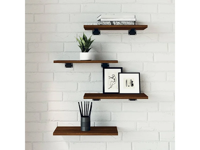Étagères murales 4 pcs chêne marron 40x20x1,5cm bois ingénierie