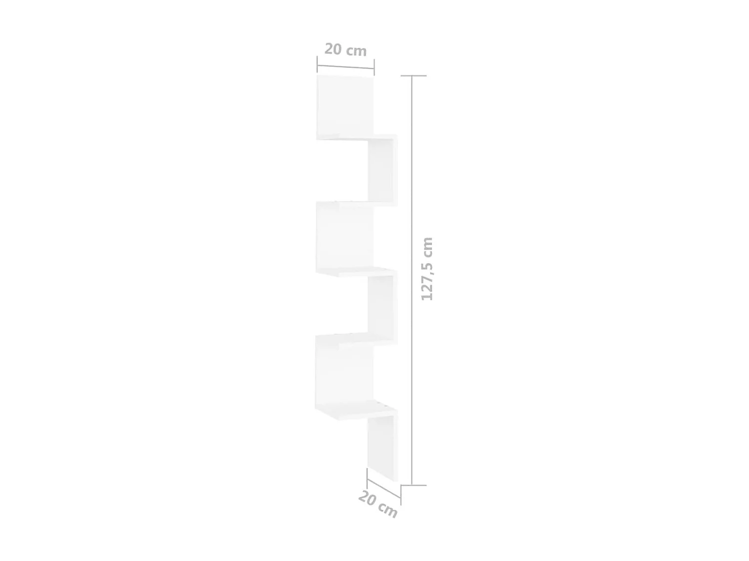Wand-Eckregal Weiß 20x20x127,5 cm Holzwerkstoff