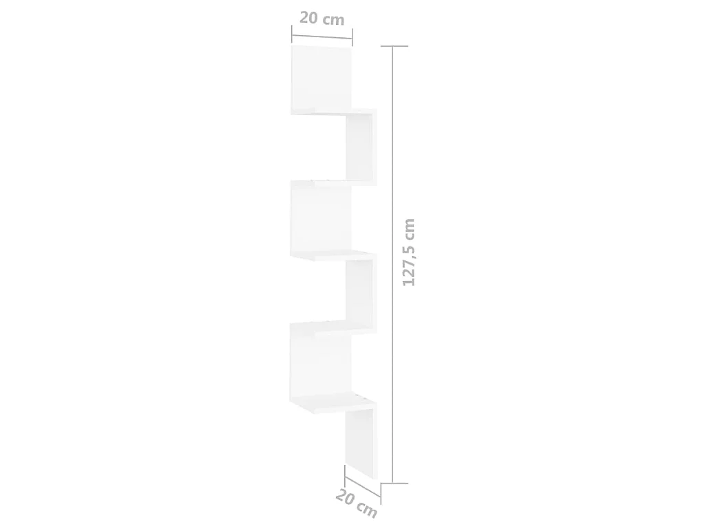 Étagère d'angle murale Blanc 20x20x127,5 cm bois d’ingénierie