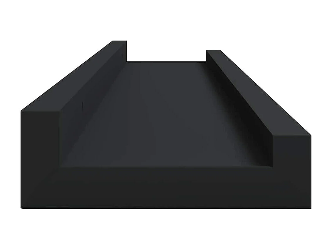 Étagères à rebord pour cadre photo 2 pcs Noir 60x9x3 cm MDF
