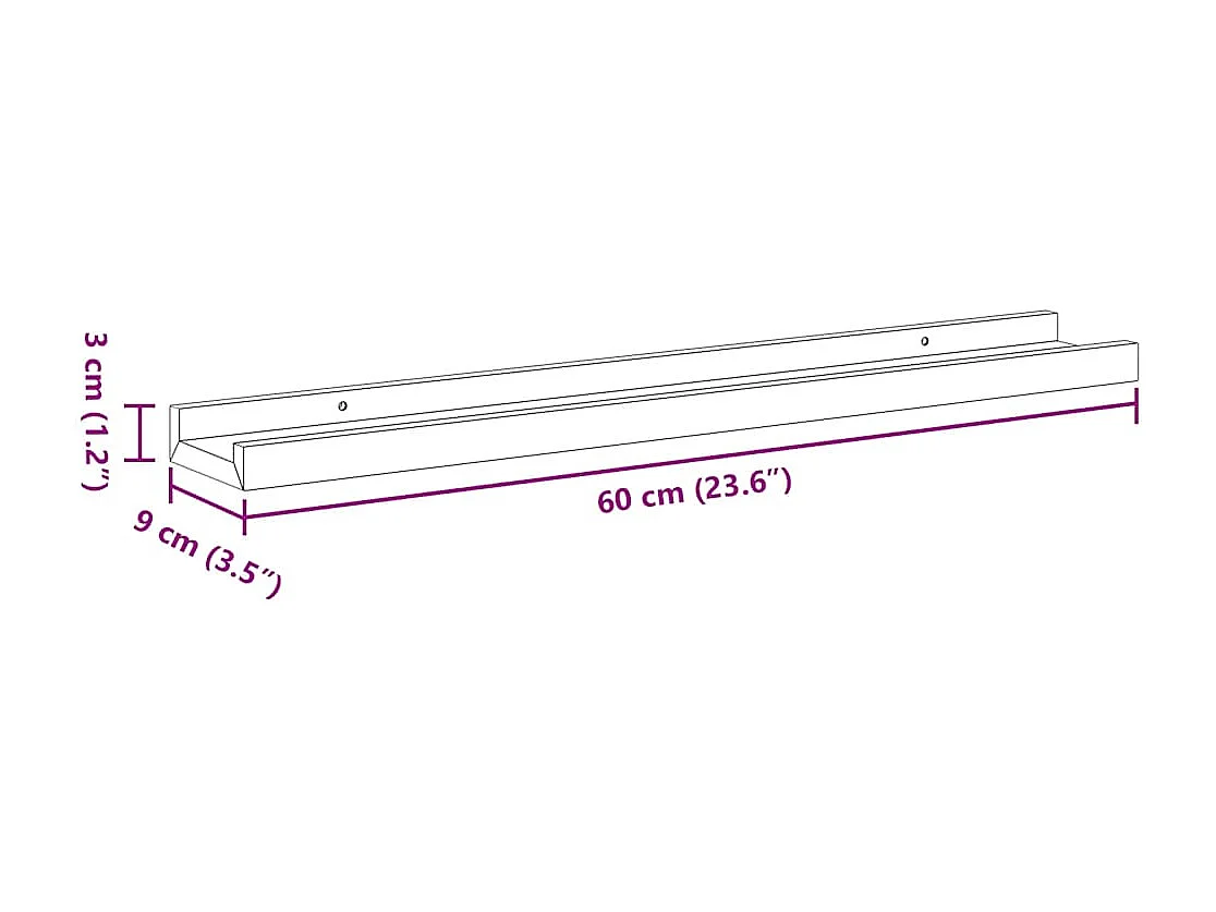 Fotoplanken 2 st 60x9x3 cm MDF zwart