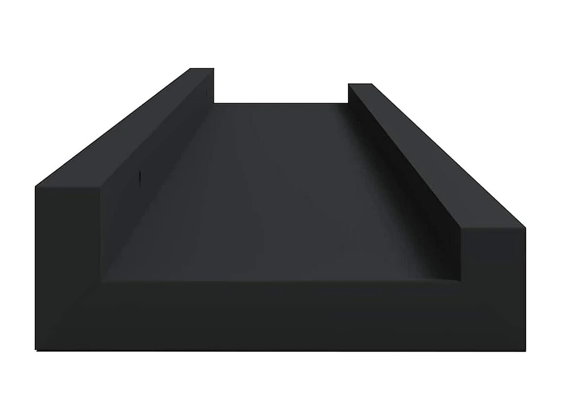Repisa para marcos de fotos 2 uds MDF negro 60x9x3 cm