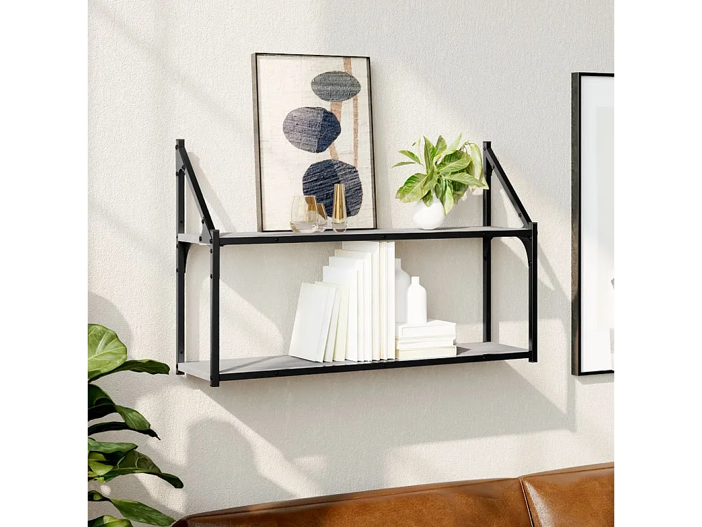 Unidade 2 prateleiras de parede derivados madeira cinza sonoma