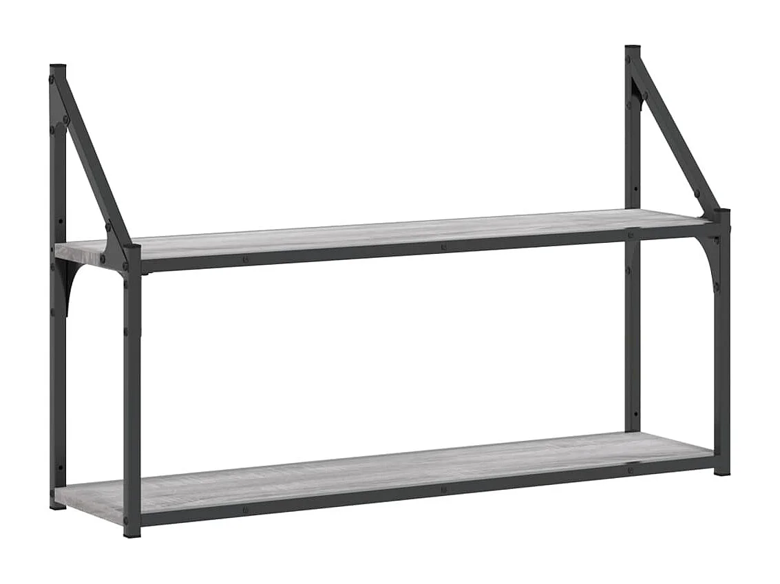 Wandrek 2-laags 80x21x51 cm bewerkt hout grijs sonoma eiken