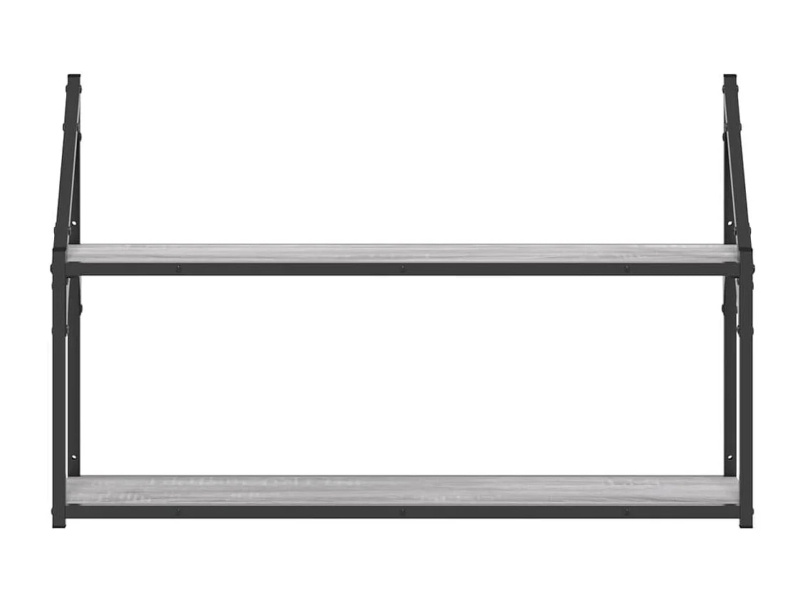 Wandrek 2-laags 80x21x51 cm bewerkt hout grijs sonoma eiken