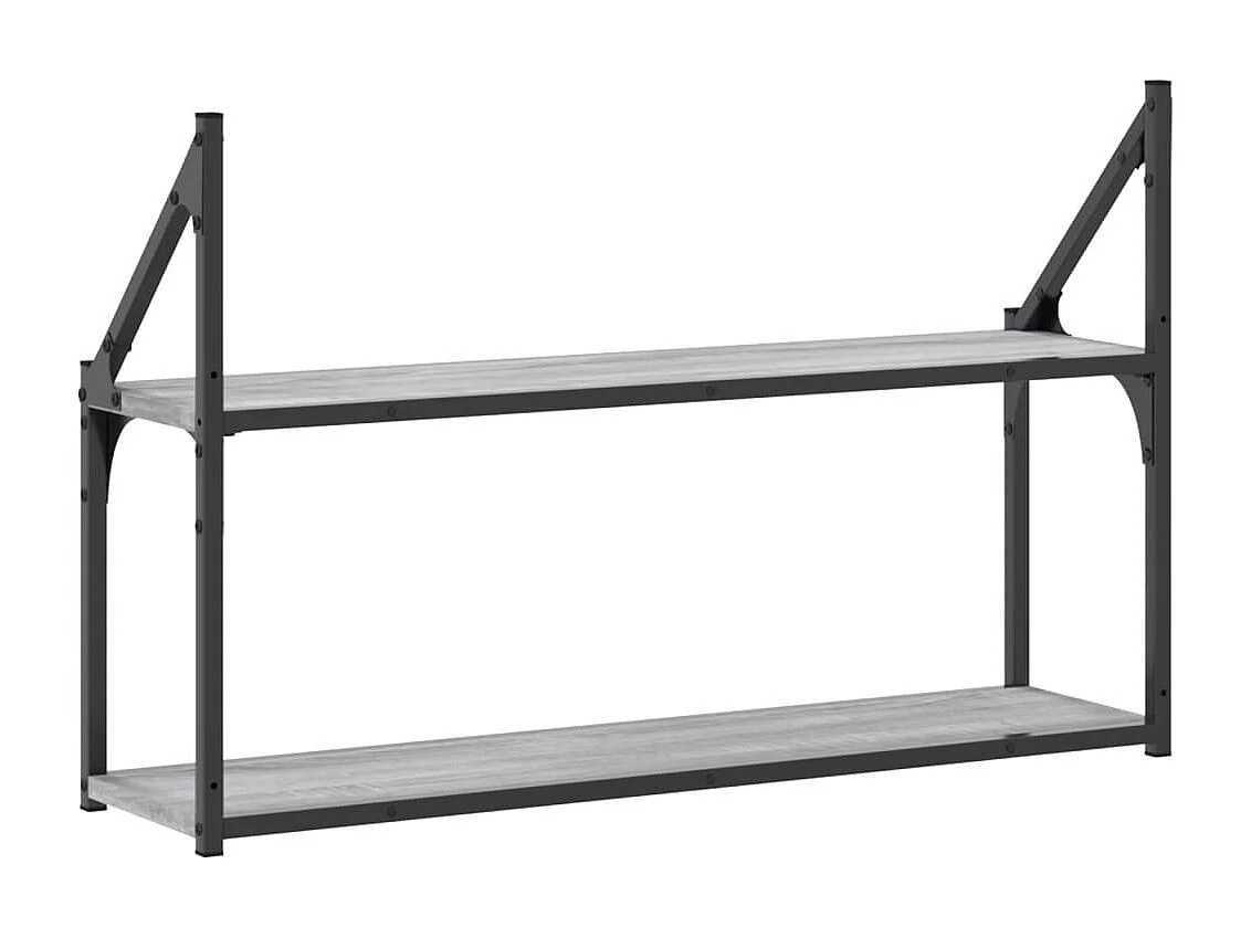 Wandrek 2-laags 80x21x51 cm bewerkt hout grijs sonoma eiken