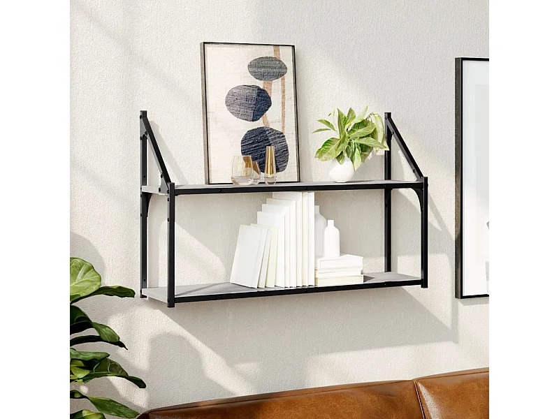 Unidade 2 prateleiras de parede derivados madeira cinza sonoma