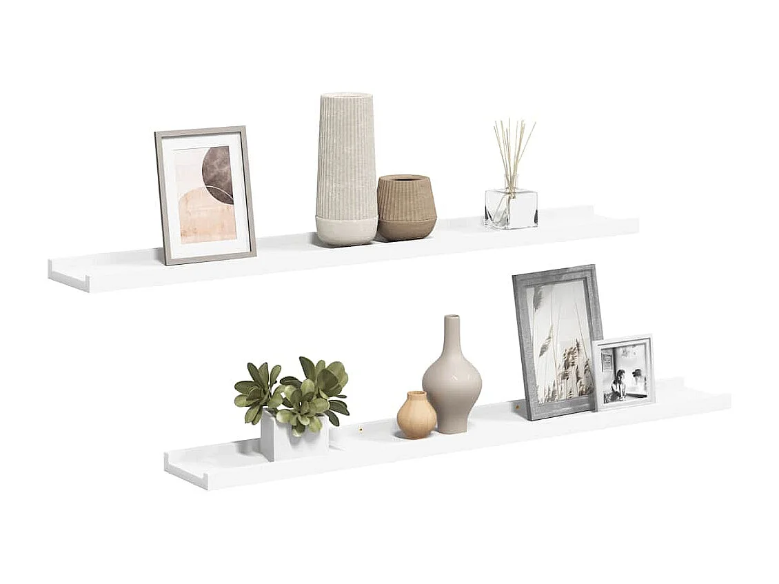 Fotoplanken 2 st 80x9x3 cm MDF wit