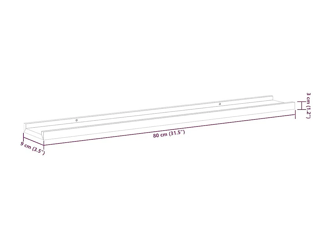 Fotoplanken 2 st 80x9x3 cm MDF wit