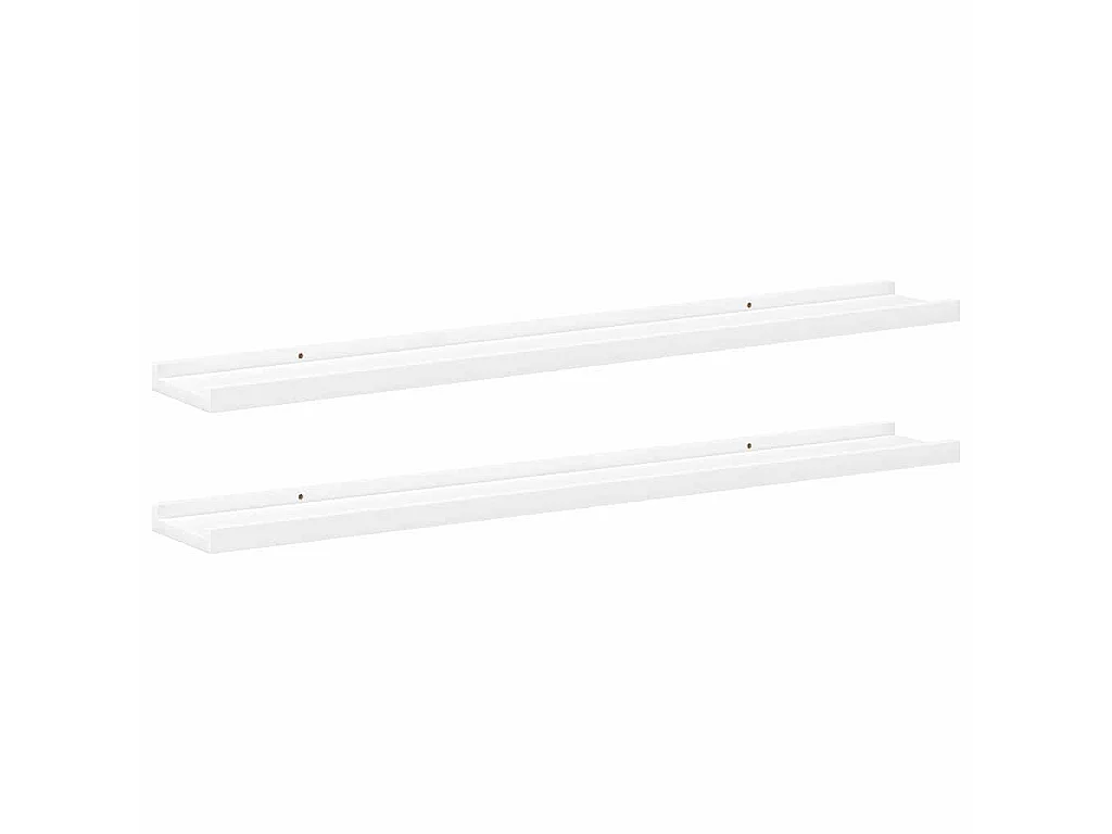 Unidade de prateleiras com rebordo 2 pcs 80x9x3 cm MDF branco