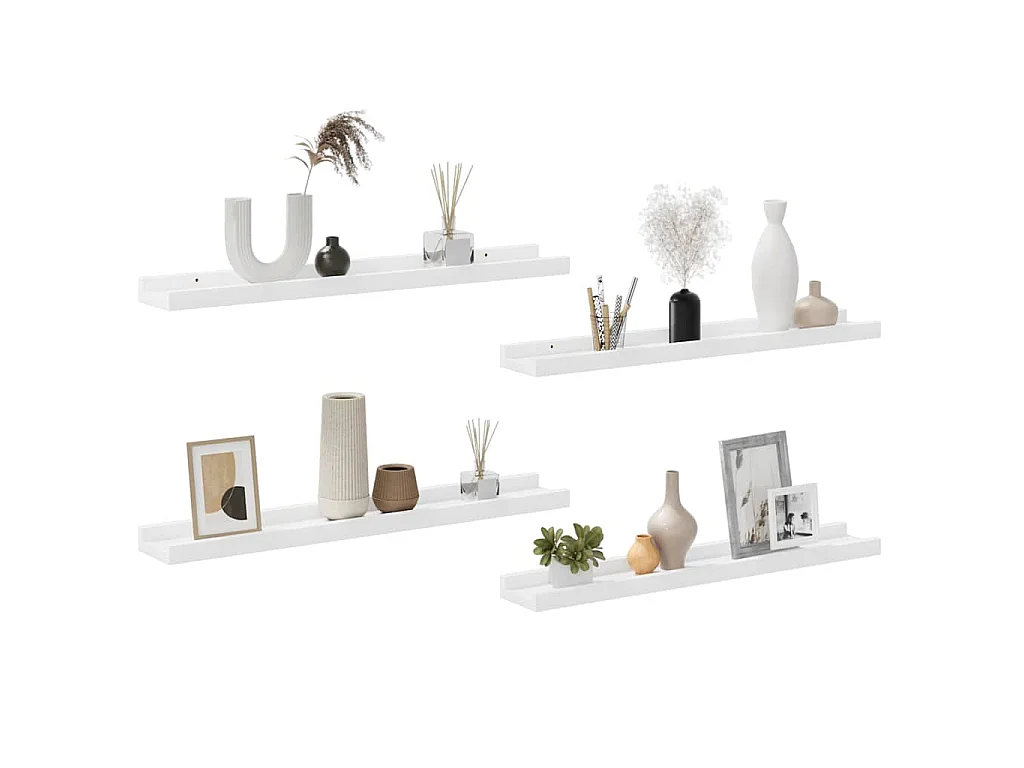 Étagères murales 4 pcs Blanc 60x9x3 cm