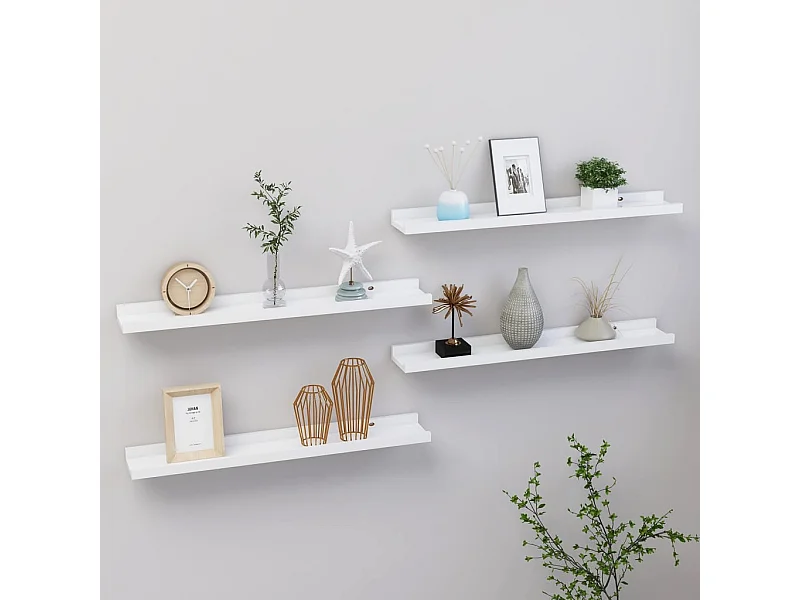 Estantes de pared 4 unidades blanco 60x9x3 cm