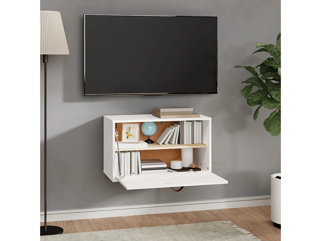 Armoire murale Blanc 60x30x35 cm Bois de pin massif