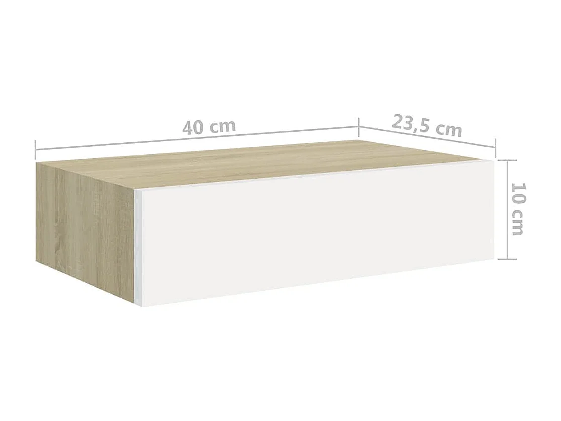 Prateleiras parede + gavetas 2pcs MDF 40x23,5x10cm carv./branco