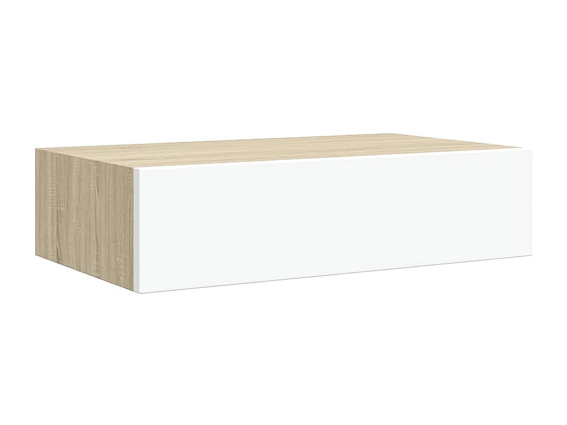 Wandregale mit Schubladen 2 Stk. Eichen-Optik Weiß 40x23,5x10cm