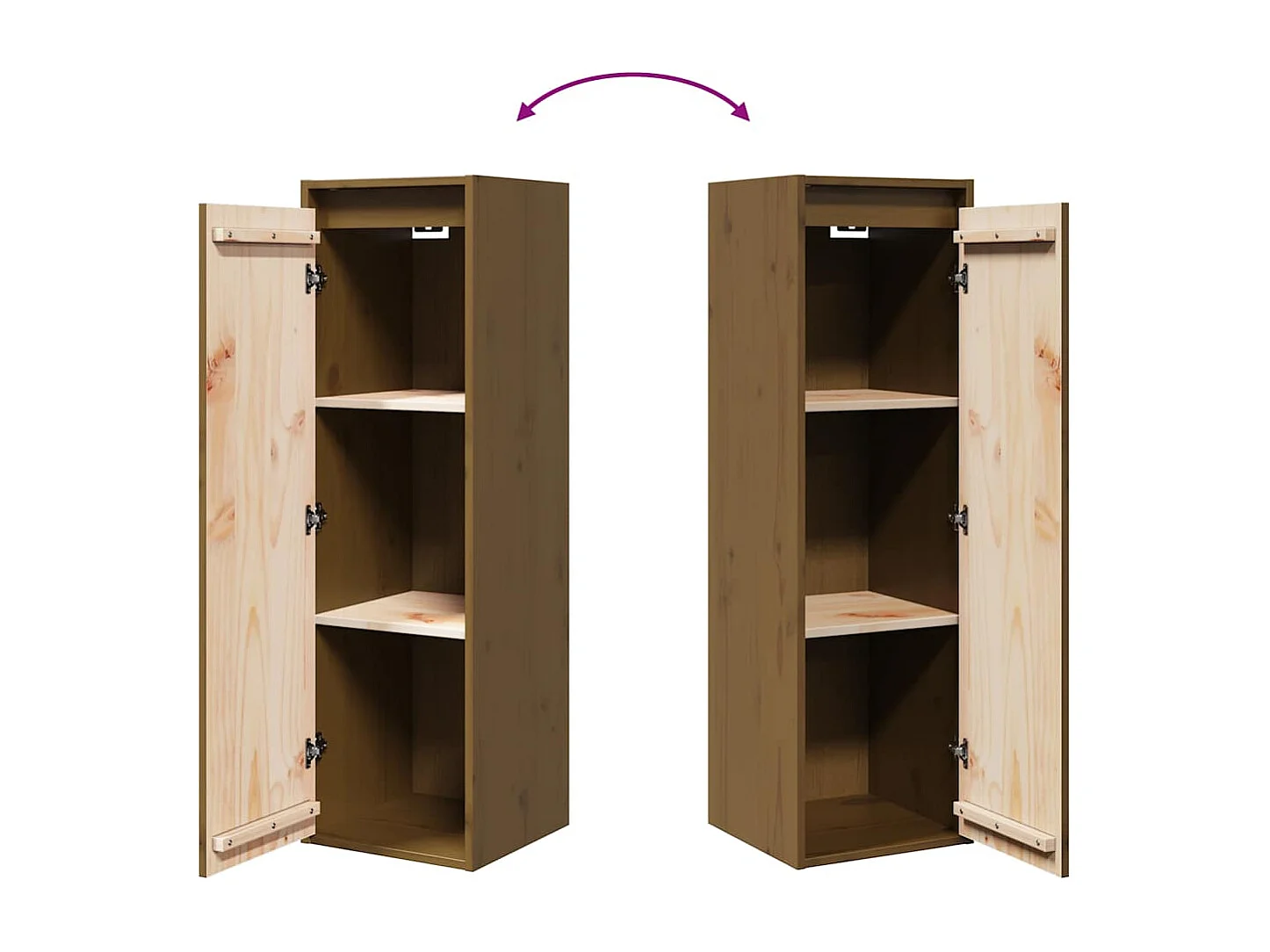 Armoires murales 2 pcs Marron miel 30x30x100 cm Pin massif