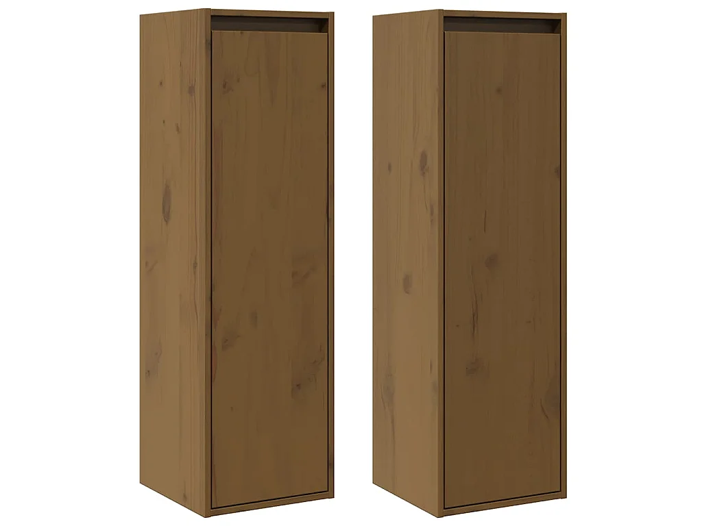 Wandkasten 2 st 30x30x100 cm massief grenenhout honingbruin