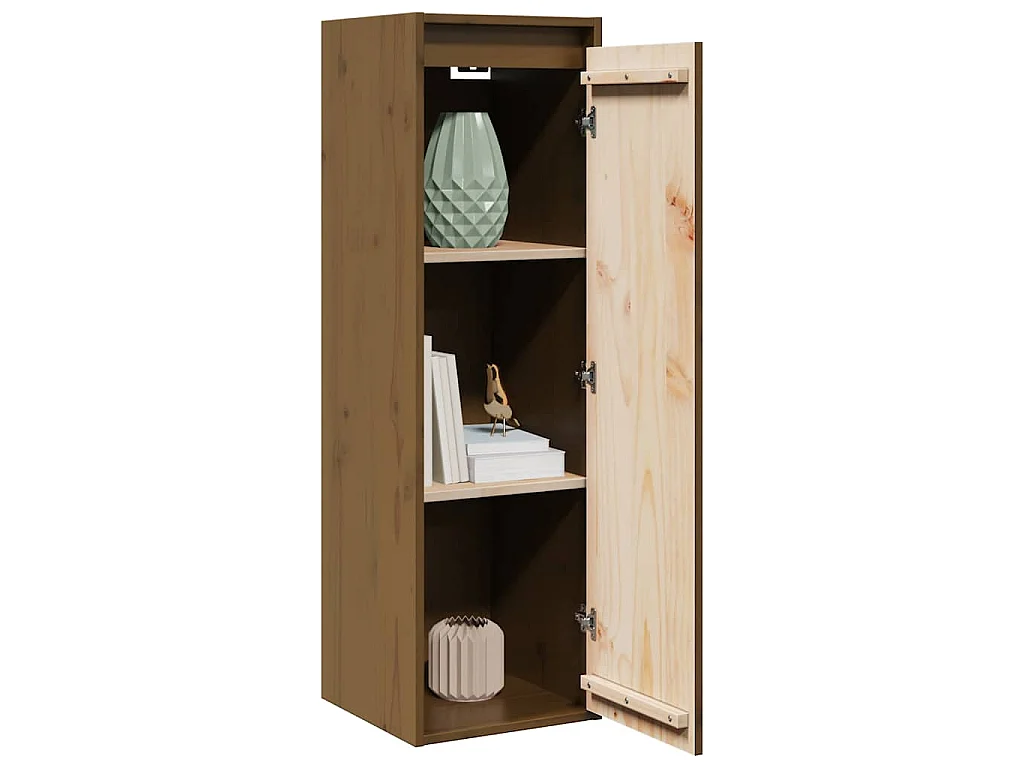 Wandkasten 2 st 30x30x100 cm massief grenenhout honingbruin