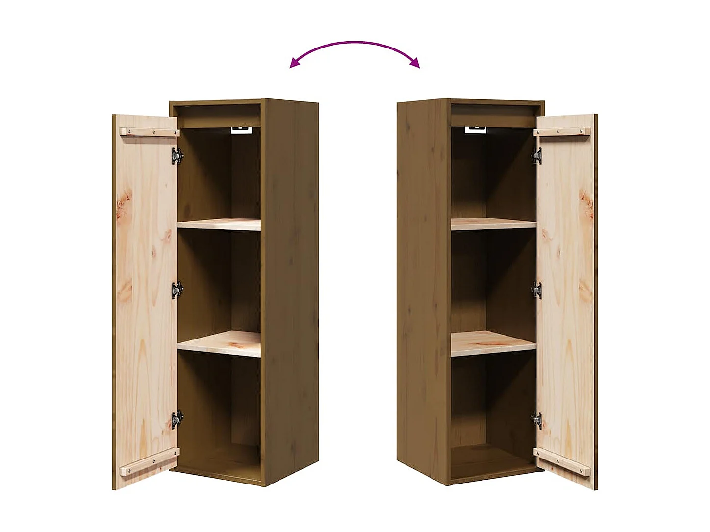 Wandkasten 2 st 30x30x100 cm massief grenenhout honingbruin