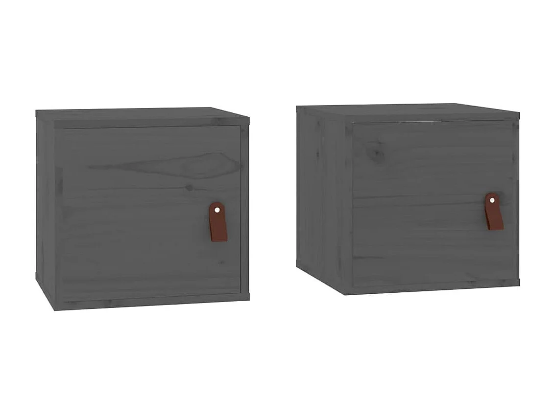 Armoires murales 2 pcs Gris 31,5x30x30 cm Bois de pin massif