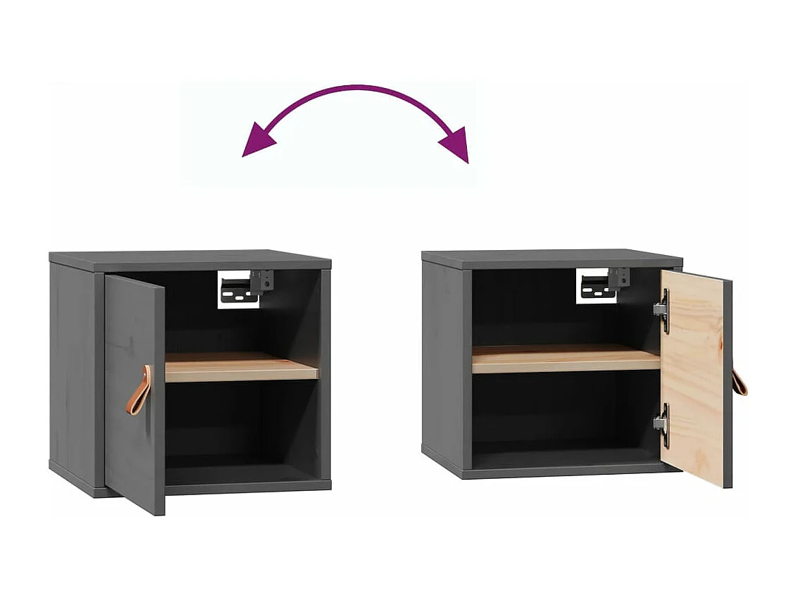 Armoires murales 2 pcs Gris 31,5x30x30 cm Bois de pin massif