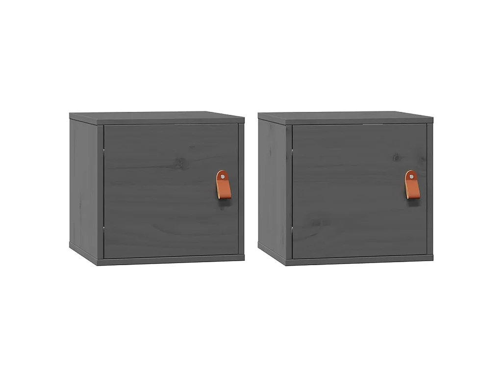 Wandschränke 2 Stk. Grau 31,5x30x30 cm Massivholz Kiefer