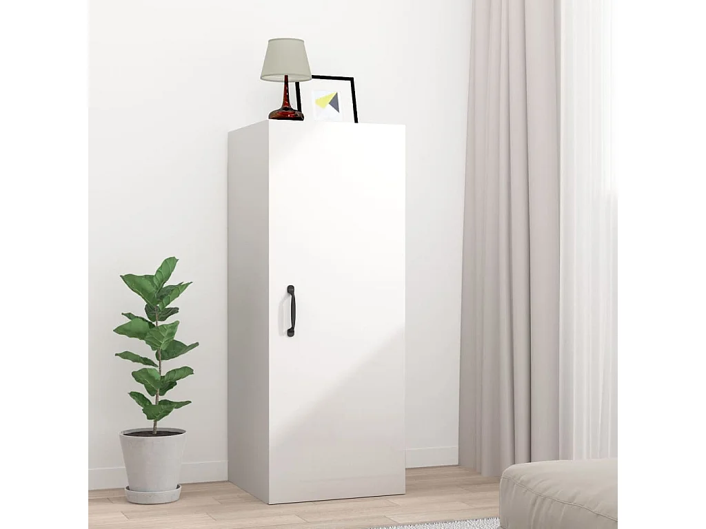 Armário parede 34,5x34x90 cm derivados madeira branco brilhante