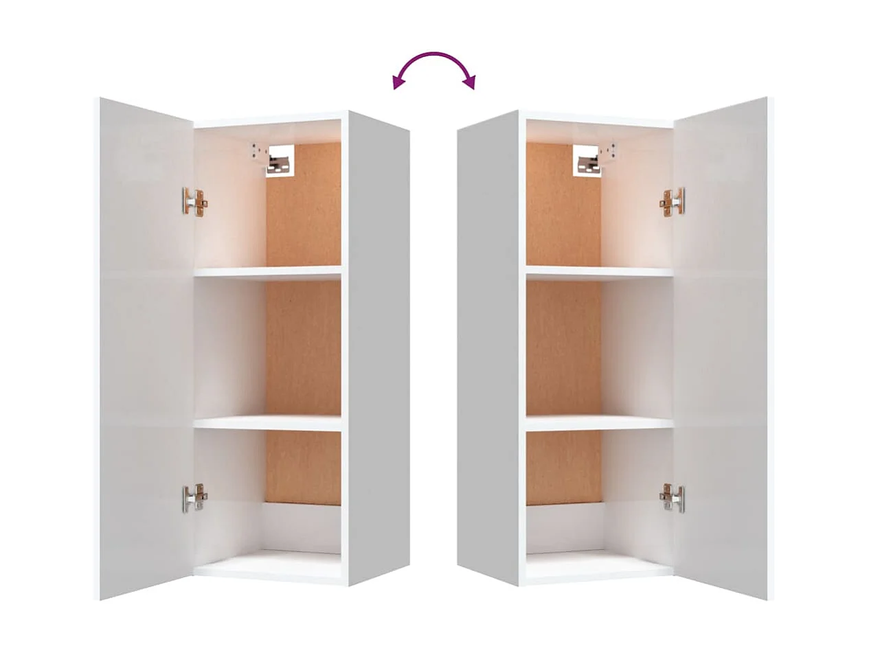 Armário parede 34,5x34x90 cm derivados madeira branco brilhante