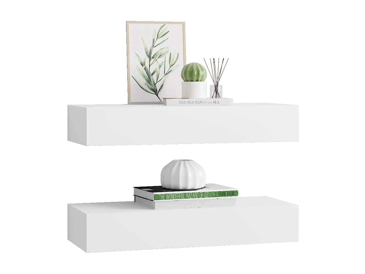 Wandschappen 2 st met lade 60x23,5x10 cm MDF wit