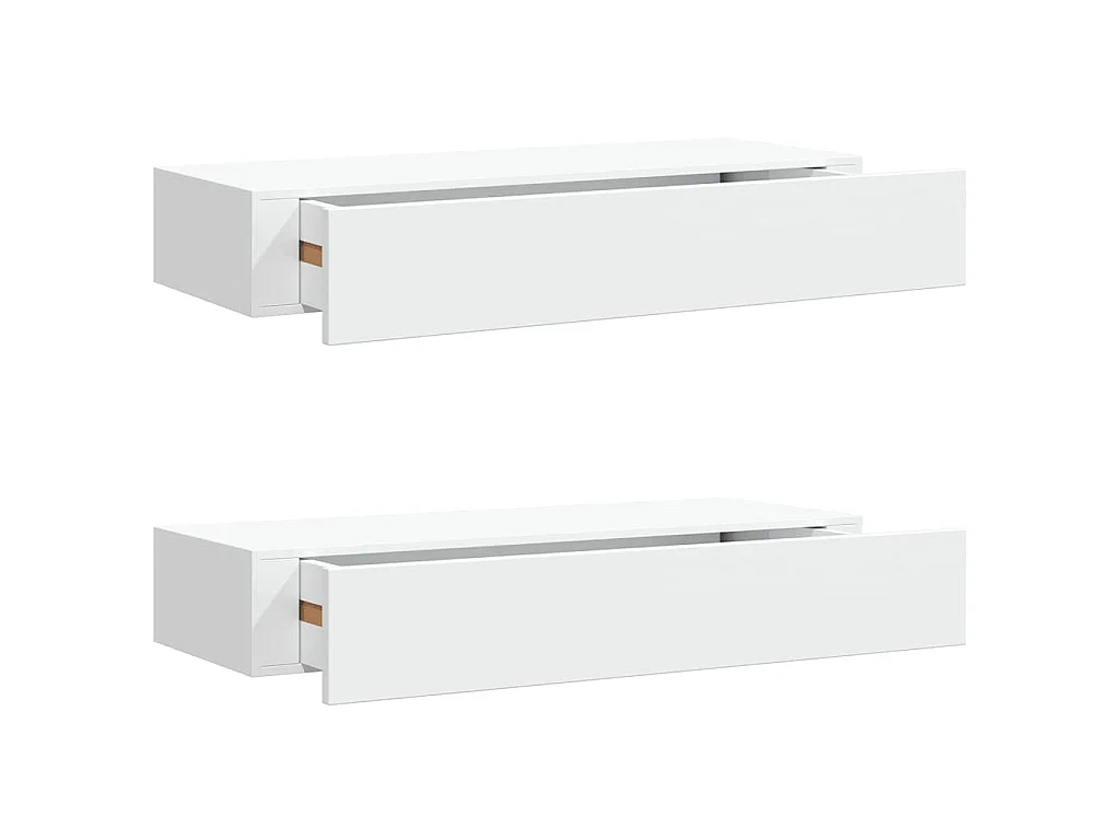 Wandregale mit Schubladen 2 Stk. Weiß 60x23,5x10 cm MDF