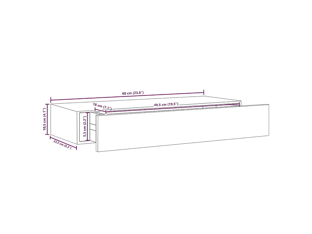 Wandregale mit Schubladen 2 Stk. Weiß 60x23,5x10 cm MDF