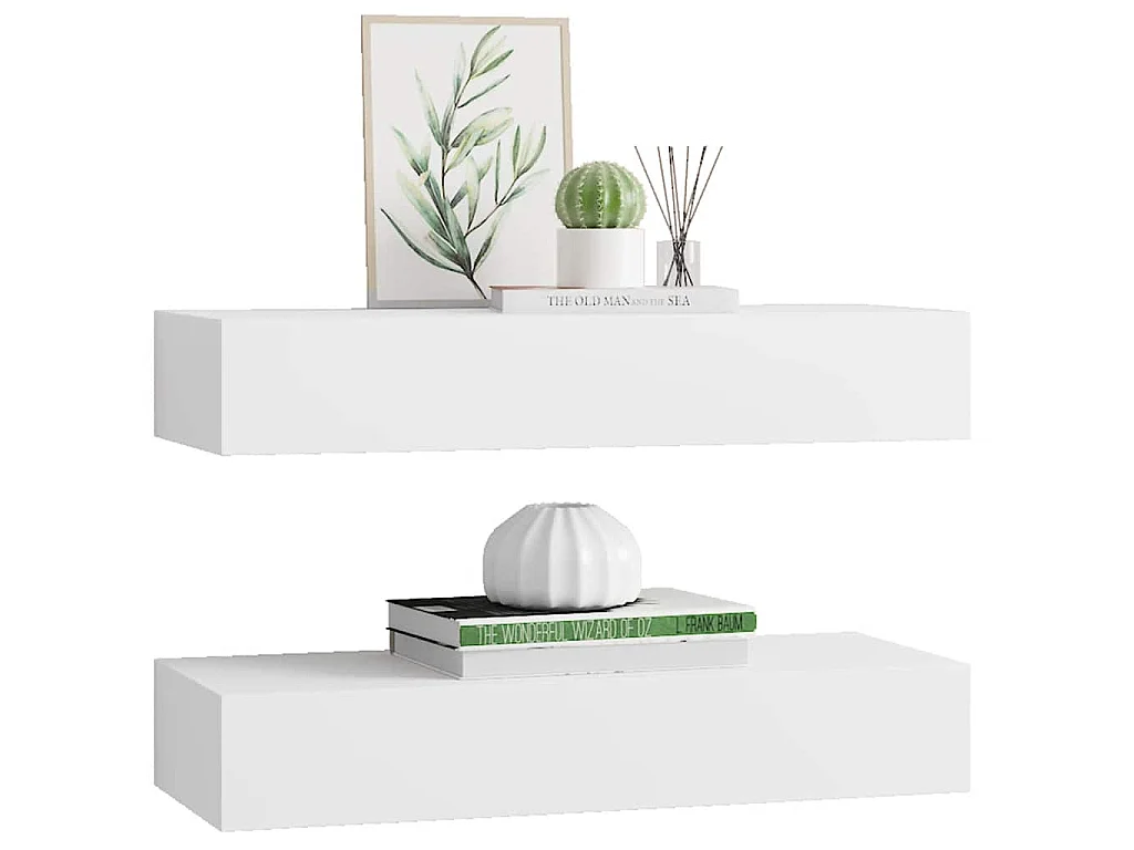 Wandregale mit Schubladen 2 Stk. Weiß 60x23,5x10 cm MDF