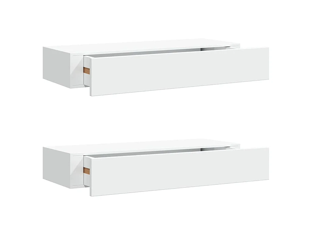 Scaffali con Cassetti da Parete 2 pz Bianchi 60x23,5x10 cm MDF