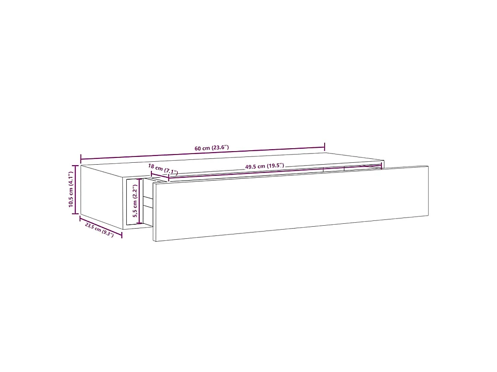 Scaffali con Cassetti da Parete 2 pz Bianchi 60x23,5x10 cm MDF