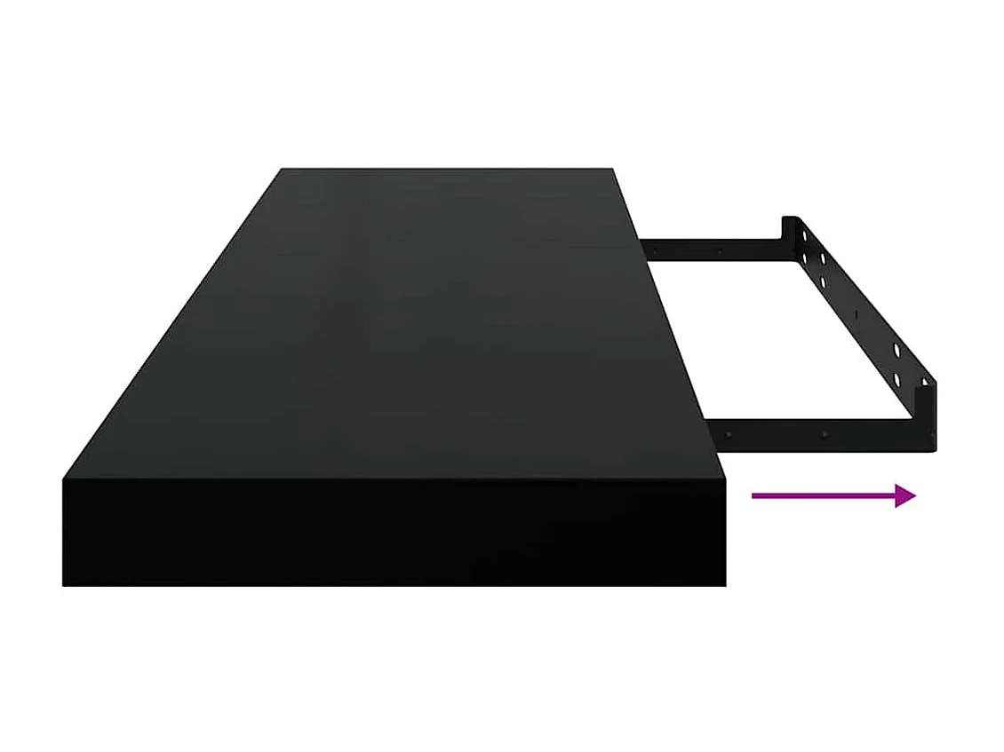 Étagère murale flottante Noir brillant 80x23,5x3,8 cm MDF