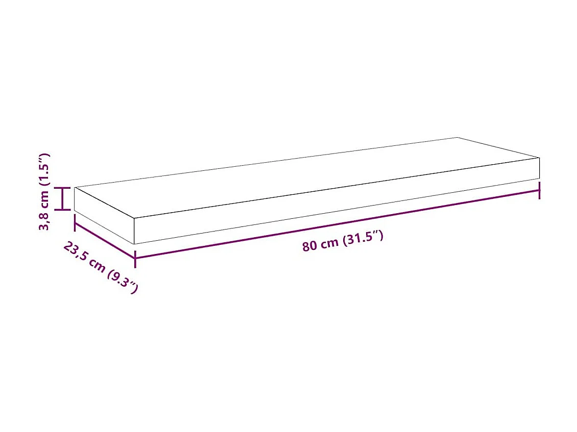 Étagère murale flottante Noir brillant 80x23,5x3,8 cm MDF