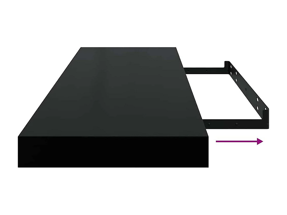 Étagère murale flottante Noir brillant 80x23,5x3,8 cm MDF