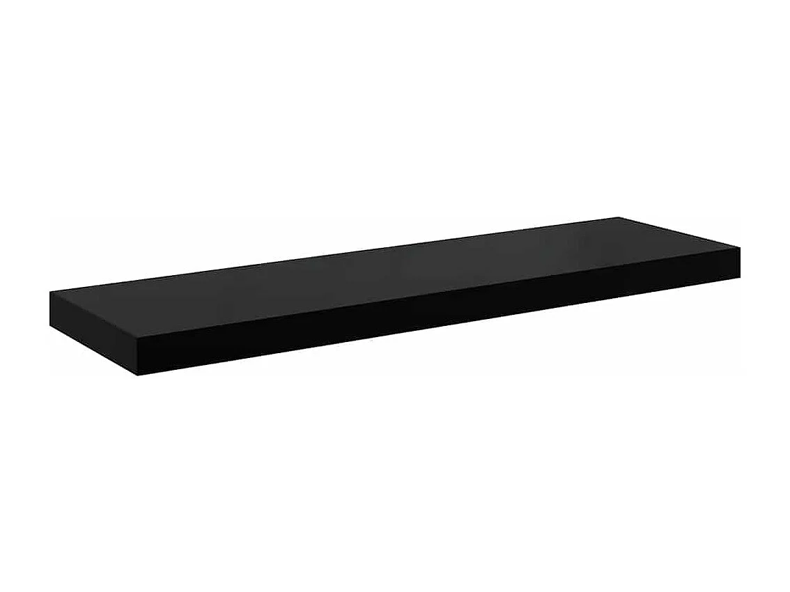 Scaffale a Parete Nero Lucido 80x23,5x3,8 cm in MDF