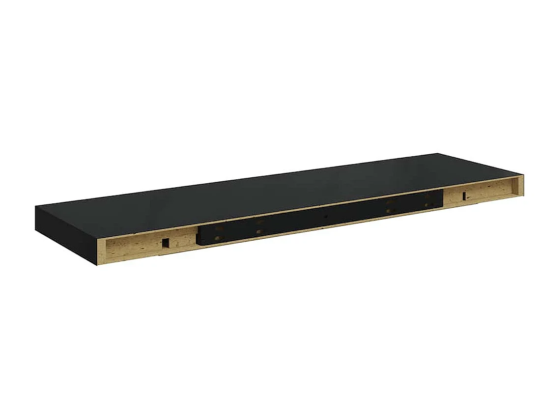 Scaffale a Parete Nero Lucido 80x23,5x3,8 cm in MDF