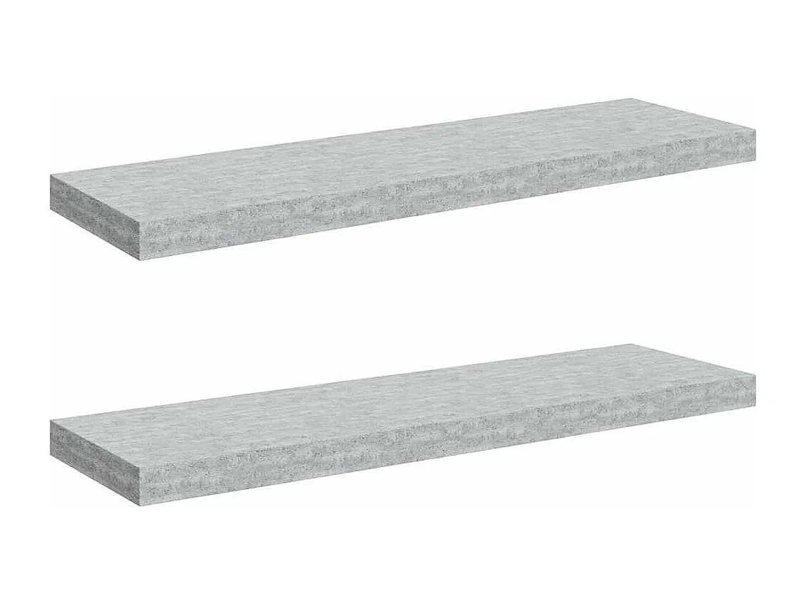 Scaffali a Parete 2 pz Grigio Cemento 80x23,5x3,8 cm in MDF