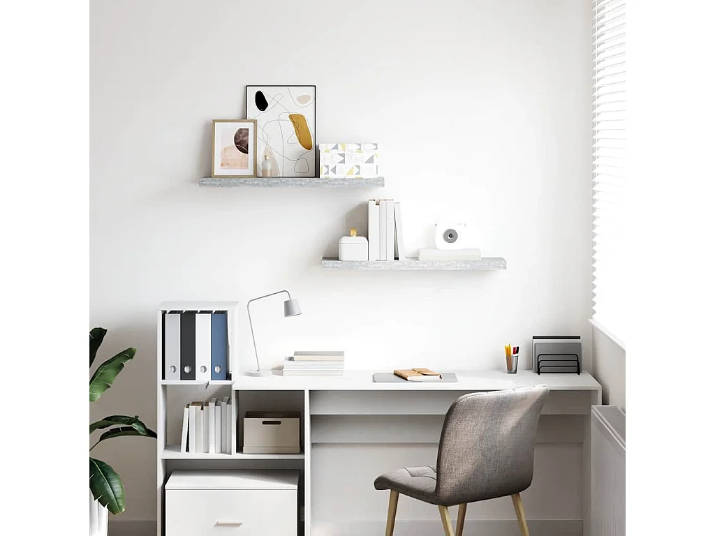 Scaffali a Parete 2 pz Grigio Cemento 80x23,5x3,8 cm in MDF