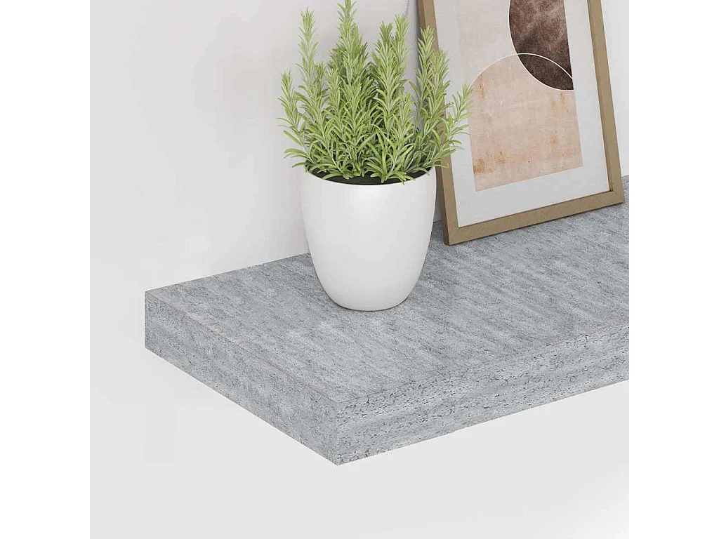 Wandschappen zwevend 2 st 80x23,5x3,8 cm MDF betongrijs